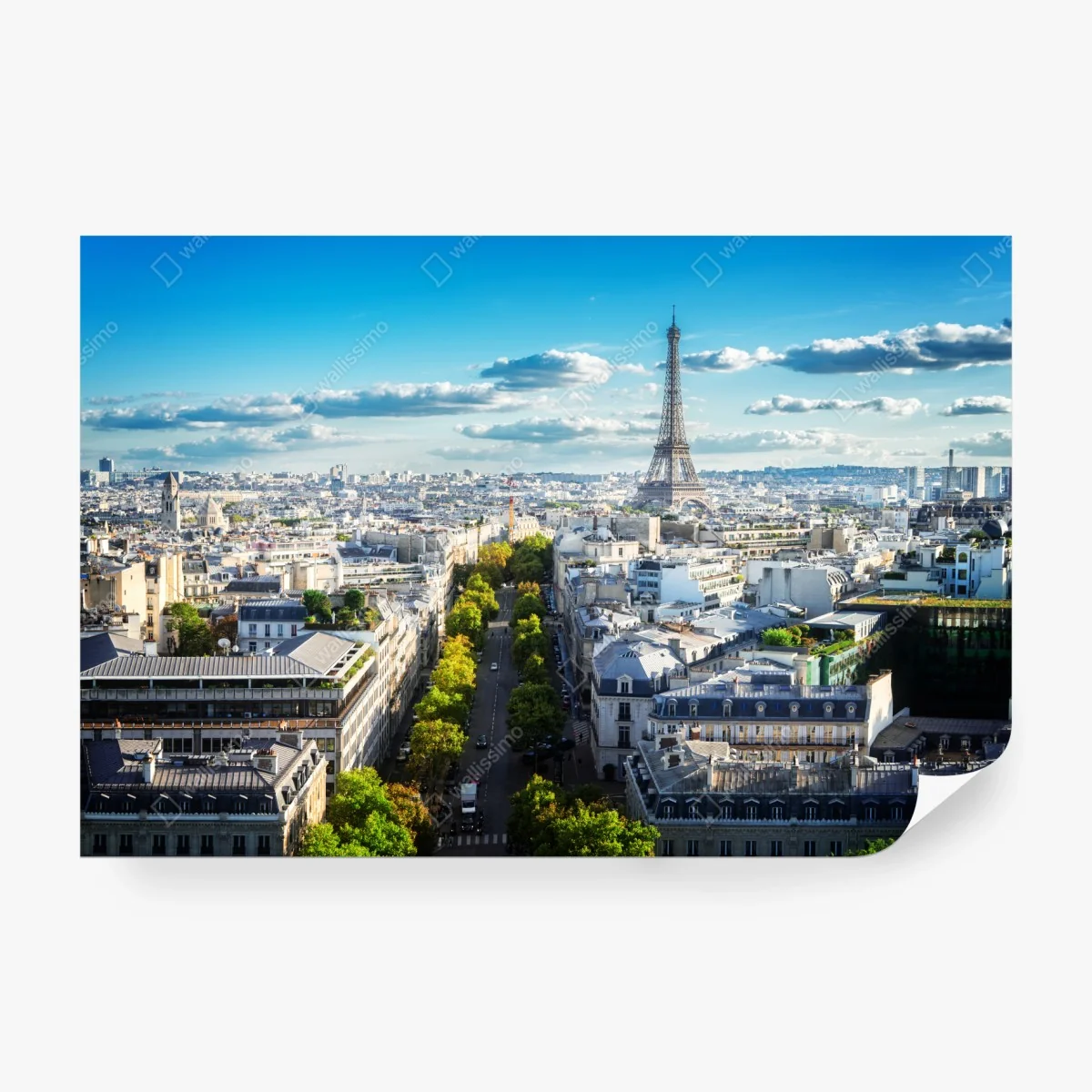 Papier peint vue aérienne de Paris avec la Tour Eiffel – Wallnifity®