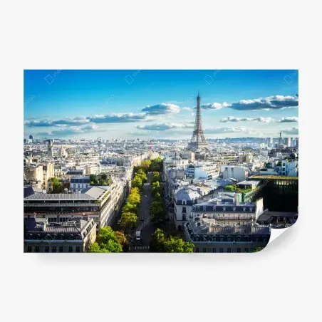 Papier peint vue aérienne de Paris avec la Tour Eiffel – Wallnifity®