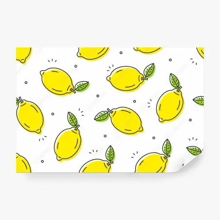 Papier peint motif répétitif de citrons graphiques – Wallnifity®
