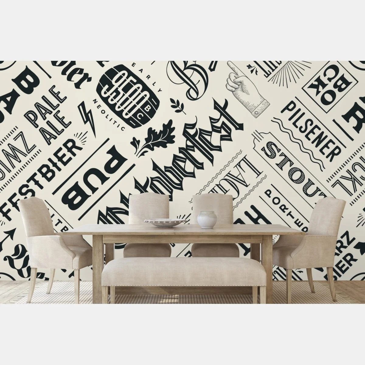 Papier peint décor mural typographique bière rétro – Wallnifity® Papier peint décor mural typographique bière rétro – Wallnifity®