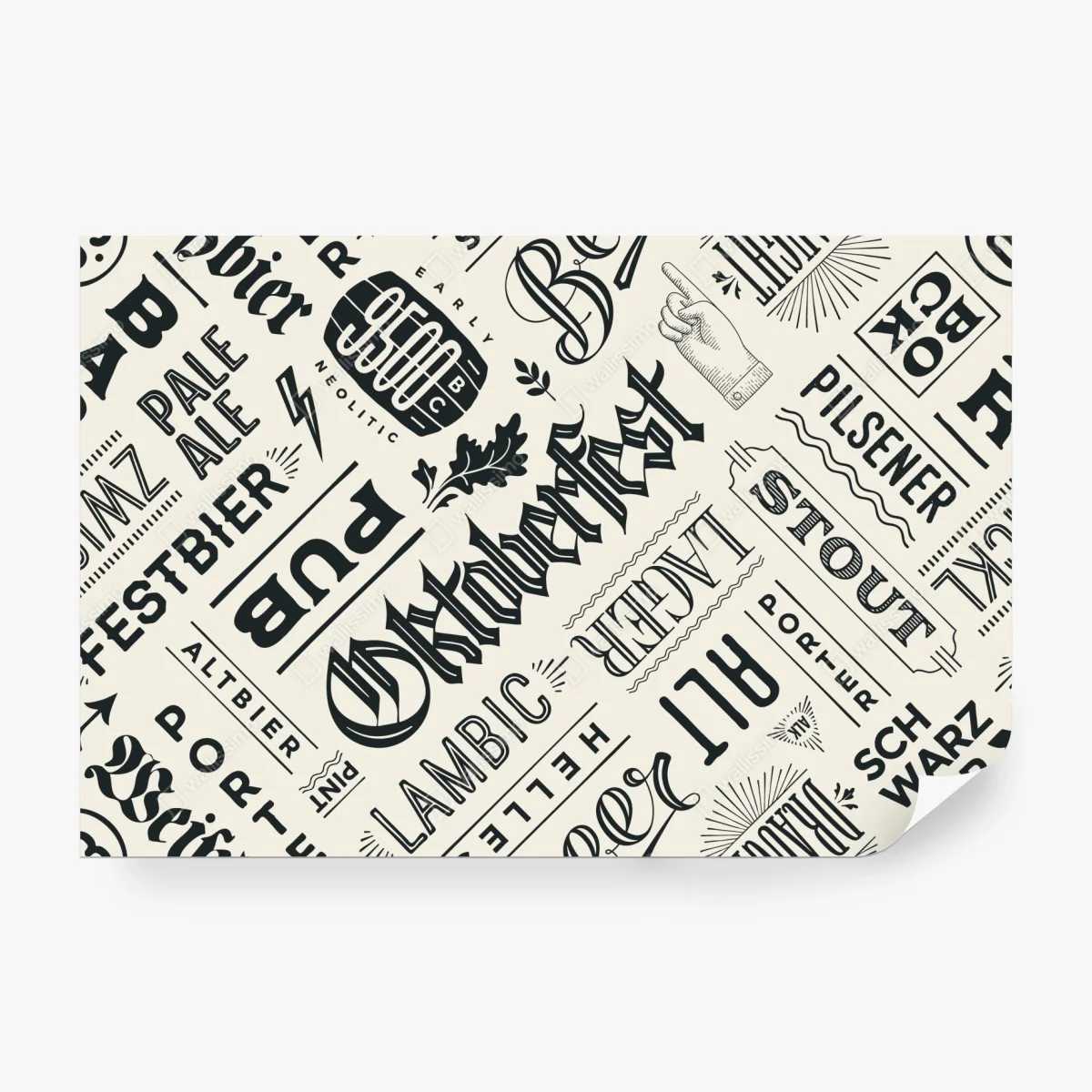 Papier peint décor mural typographique bière rétro – Wallnifity® Papier peint décor mural typographique bière rétro – Wallnifity®