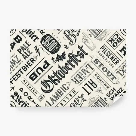 Papier peint décor mural typographique bière rétro – Wallnifity®