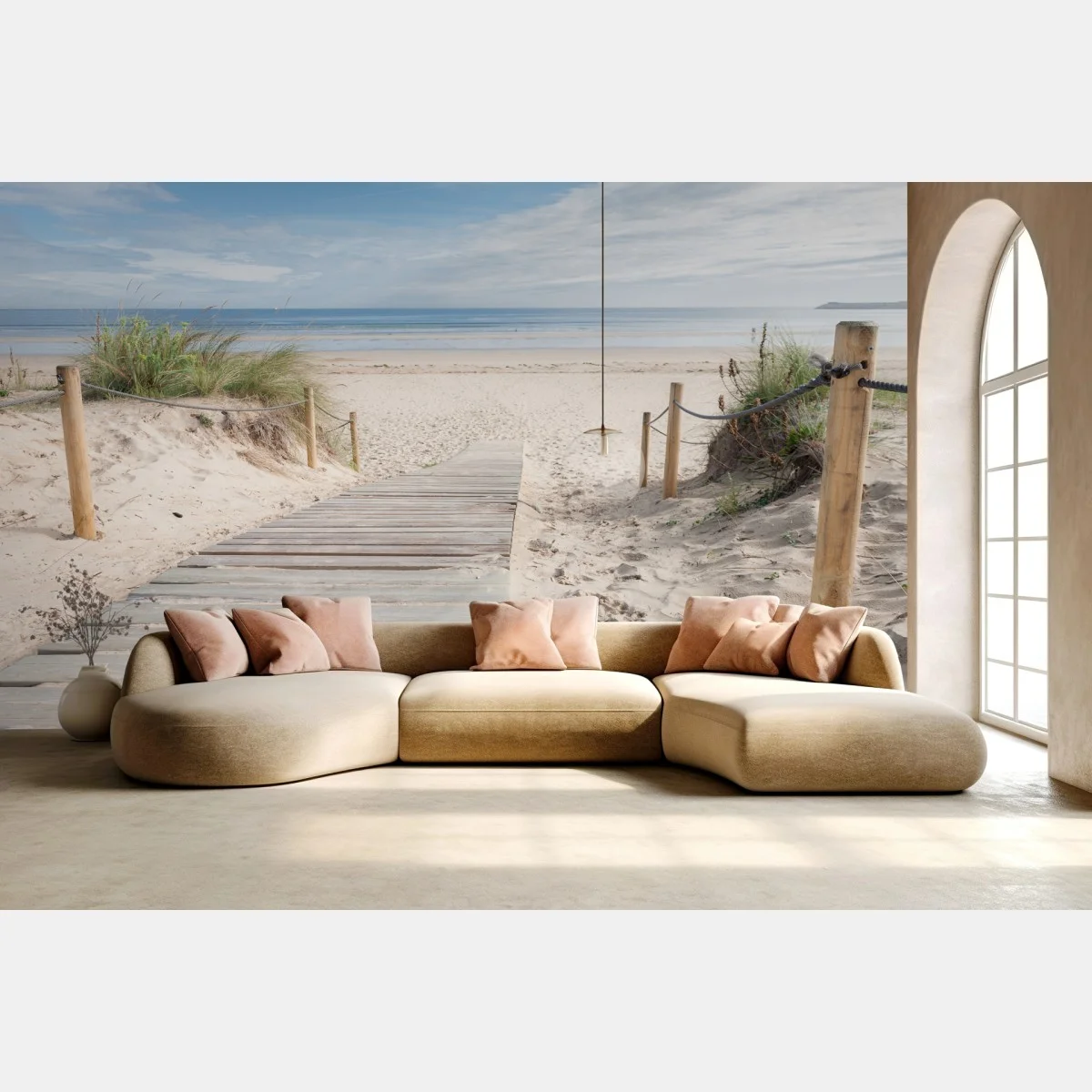 Papier peint chemin de planches vers la mer paisible – Wallnifity® Papier peint chemin de planches vers la mer paisible – Wallnifity®