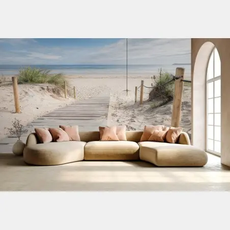 Papier peint chemin de planches vers la mer paisible – Wallnifity®