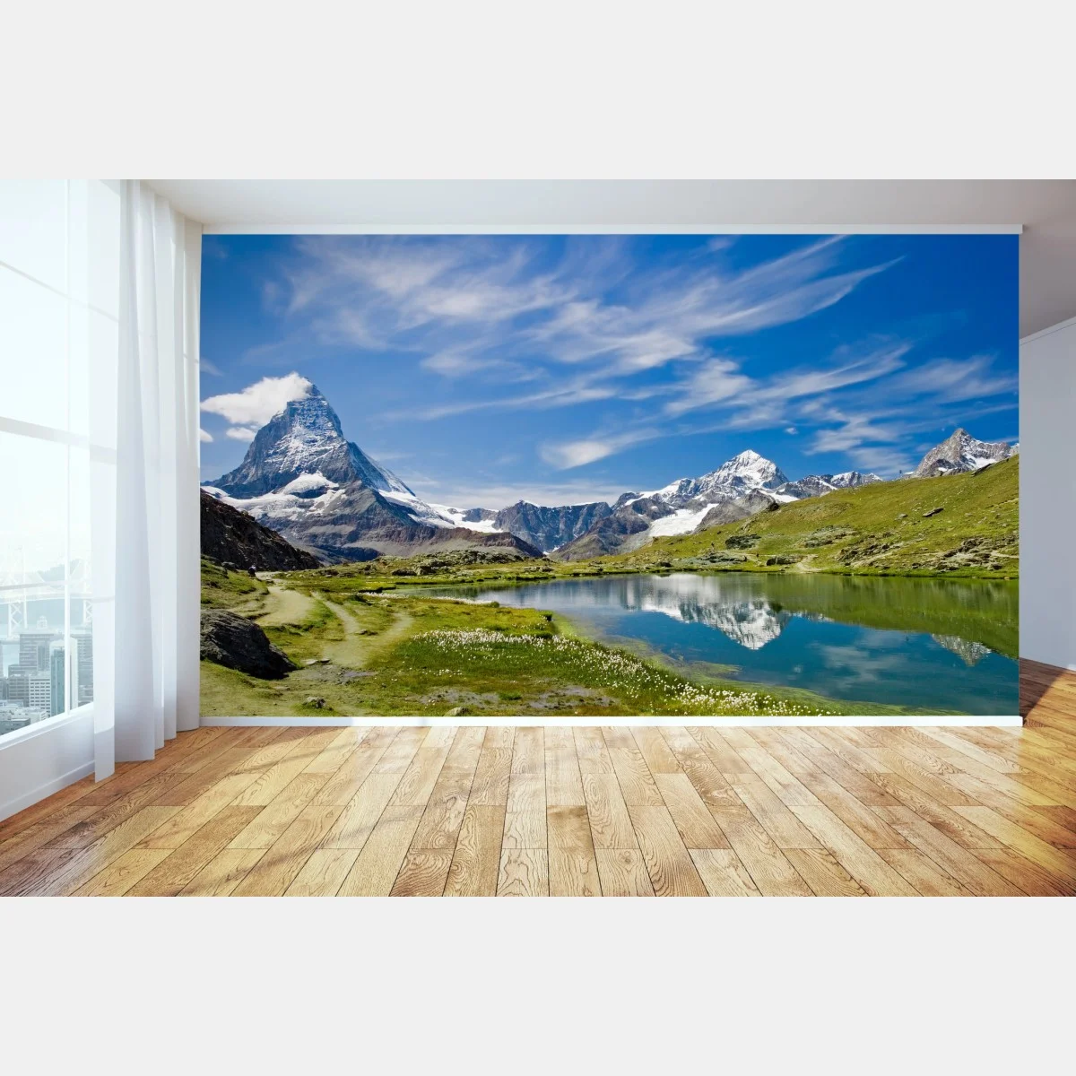Papier peint reflets alpins au pied des sommets – Wallnifity® Papier peint reflets alpins au pied des sommets – Wallnifity®