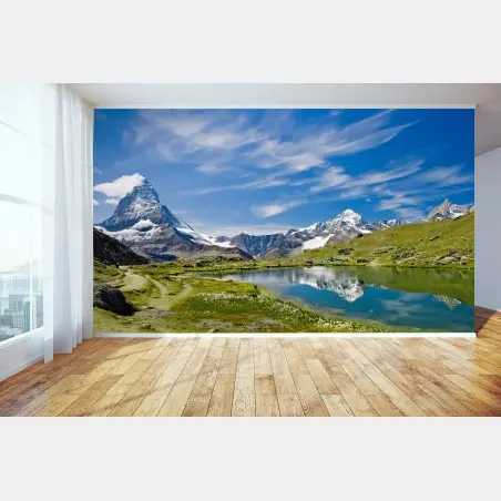 Papier peint reflets alpins au pied des sommets – Wallnifity®