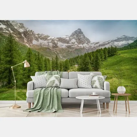 Papier peint reflets alpins au Lago Blu de Cervinia – Wallnifity®