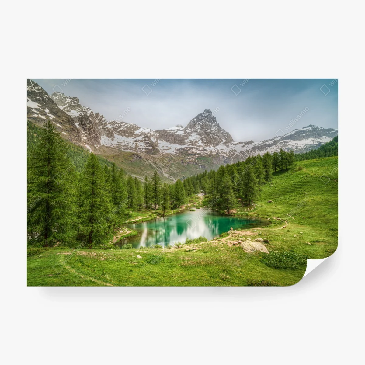 Papier peint reflets alpins au Lago Blu de Cervinia – Wallnifity®