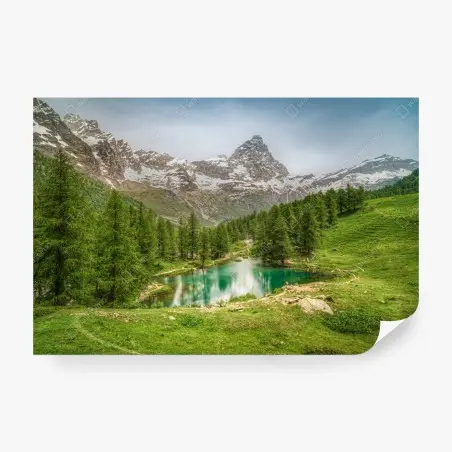 Papier peint reflets alpins au Lago Blu de Cervinia – Wallnifity®