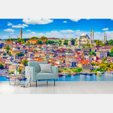Papier peint vue panoramique d'Istanbul et du Bosphore – Wallnifity®