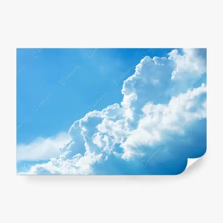 Papier peint nuages cotonneux sur ciel bleu – Wallnifity®