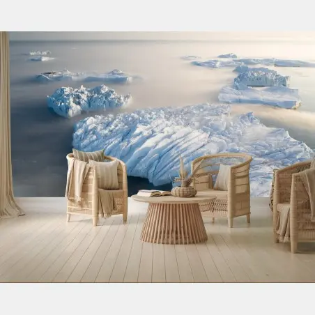 Papier peint paysage d'icebergs serein – Wallnifity®