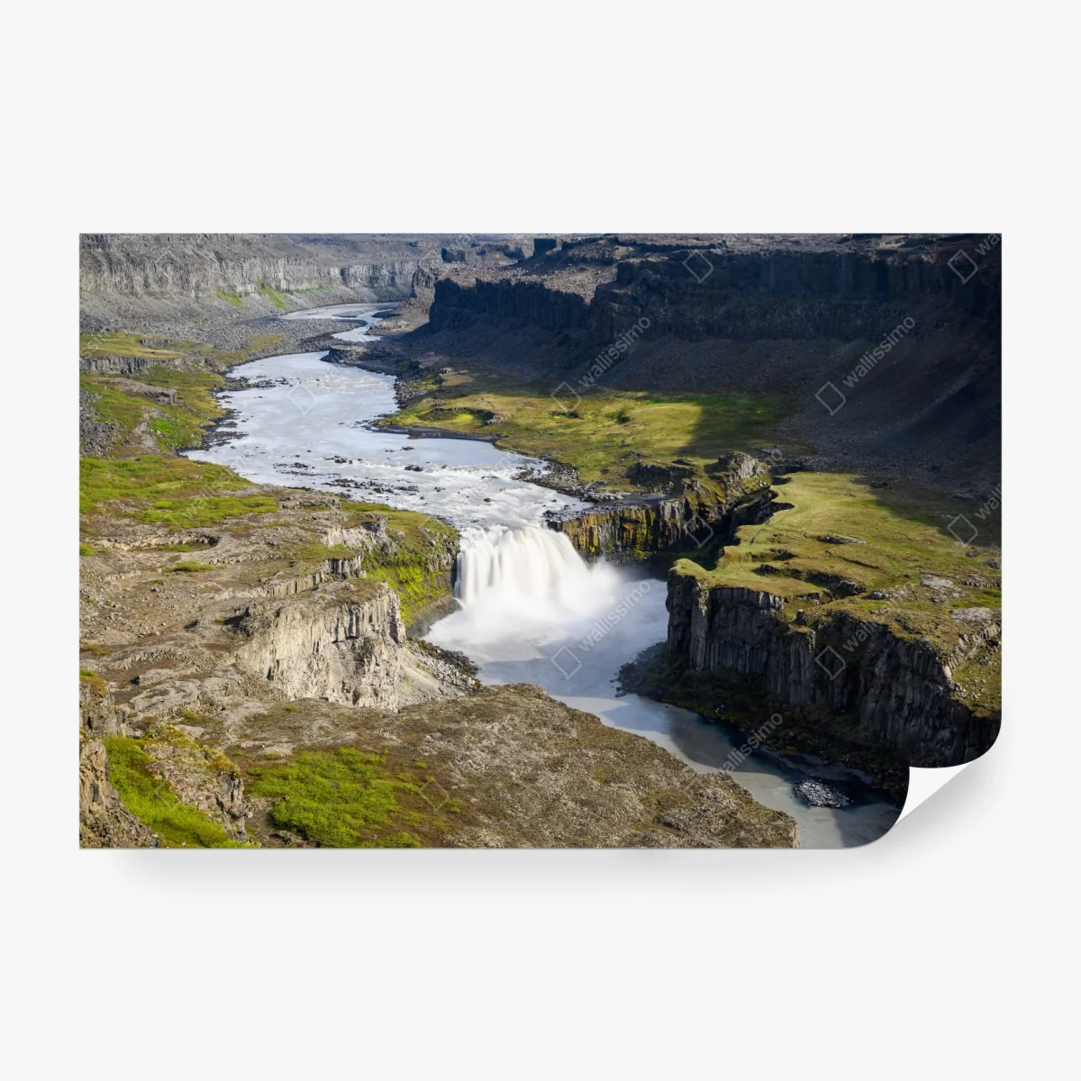 Papier peint cascade majestueuse dans le canyon d'Islande – Wallnifity® Papier peint cascade majestueuse dans le canyon d'Islande – Wallnifity®