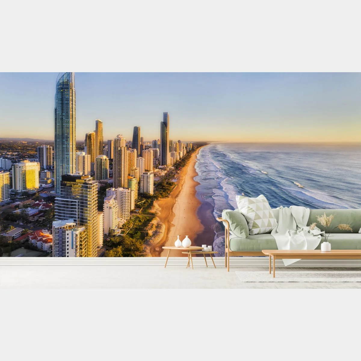 Papier peint côte dorée au lever du soleil, Gold Coast – Wallnifity® Papier peint côte dorée au lever du soleil, Gold Coast – Wallnifity®