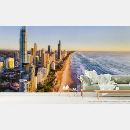 Papier peint côte dorée au lever du soleil, Gold Coast – Wallnifity®