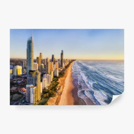 Papier peint côte dorée au lever du soleil, Gold Coast – Wallnifity®