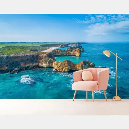 Papier peint panorama côtier de la Great Ocean Road près de Warrnambool – Wallnifity®
