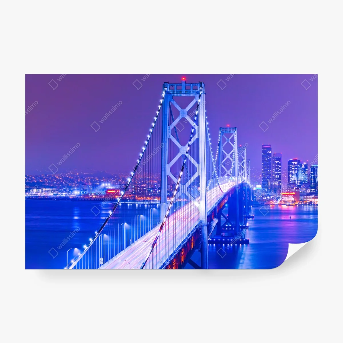 Papier peint pont illuminé de la baie de San Francisco – Wallnifity® Papier peint pont illuminé de la baie de San Francisco – Wallnifity®