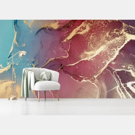 Papier peint marbre abstrait aux reflets dorés – Wallnifity®