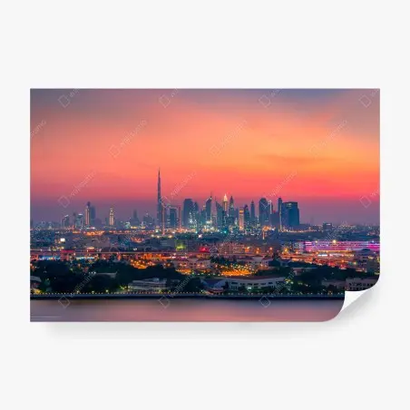 Papier peint horizon moderne au coucher de soleil — Dubaï – Wallnifity®