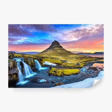 Papier peint lever de soleil à Kirkjufell, paysage d'Islande – Wallnifity®