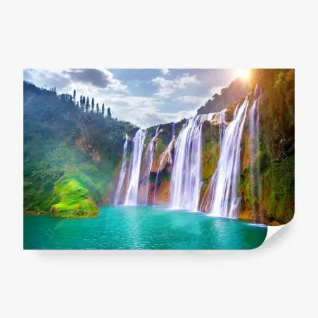 Papier peint cascade majestueuse de Jiulong à Luoping, Chine – Wallnifity®