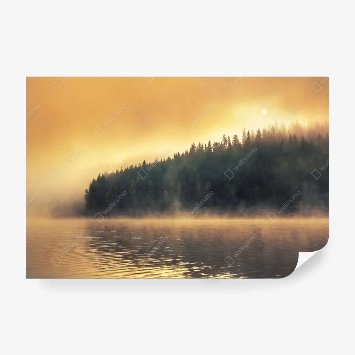 Papier peint brume matinale sur le lac au lever du soleil – Wallnifity® Papier peint brume matinale sur le lac au lever du soleil – Wallnifity®