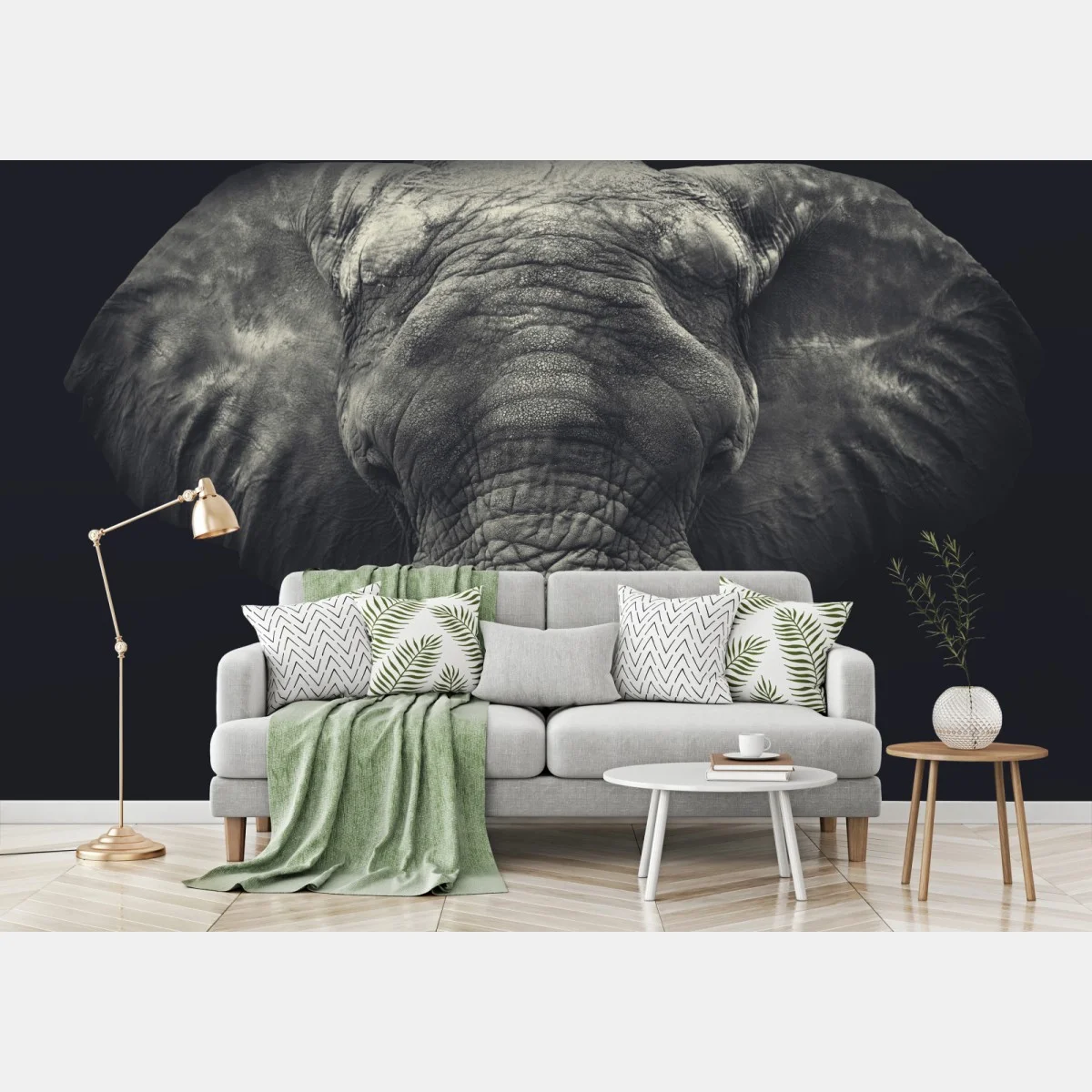 Papier peint portrait monochrome d'éléphant majestueux – Wallnifity® Papier peint portrait monochrome d'éléphant majestueux – Wallnifity®
