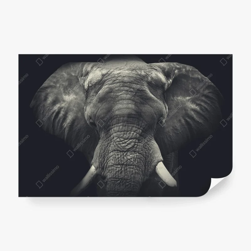 Papier peint portrait monochrome d'éléphant majestueux – Wallnifity® Papier peint portrait monochrome d'éléphant majestueux – Wallnifity®