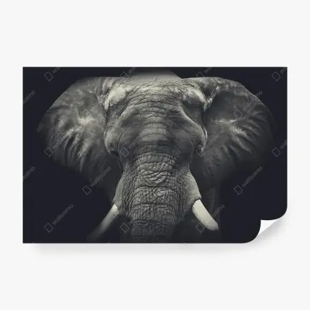 Papier peint portrait monochrome d'éléphant majestueux – Wallnifity®