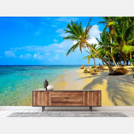 Papier peint évasion paradisiaque sur une île tropicale – Wallnifity®