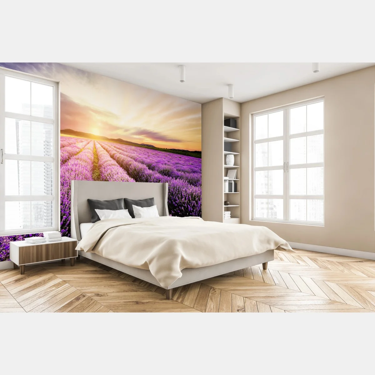 Papier peint champ de lavande au lever du soleil en Bulgarie – Wallnifity® Papier peint champ de lavande au lever du soleil en Bulgarie – Wallnifity®