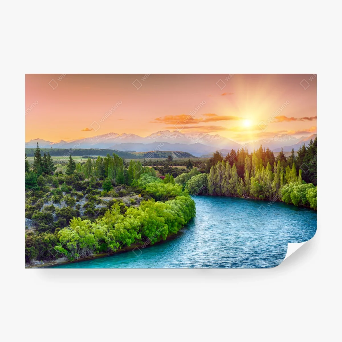 Papier peint coucher de soleil sur la rivière Clutha et les Alpes du Sud – Wallnifity® Papier peint coucher de soleil sur la rivière Clutha et les Alpes du Sud – Wallnifity®
