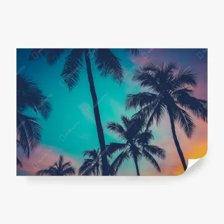 Papier peint paysage rétro de palmiers à Hawaï – Wallnifity®