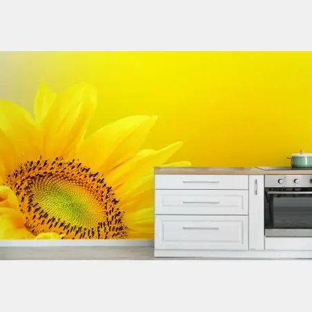 Papier peint tournesol éclatant sur fond jaune – Wallnifity®