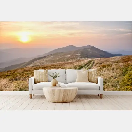 Papier peint sentier de montagne au lever du soleil – Wallnifity®