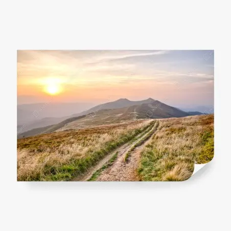 Papier peint sentier de montagne au lever du soleil – Wallnifity®