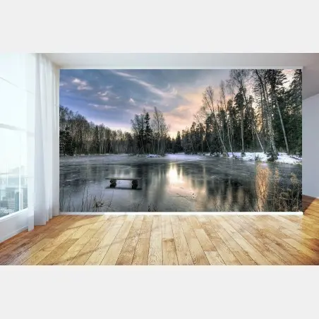 Papier peint lac gelé au coucher du soleil – Wallnifity®