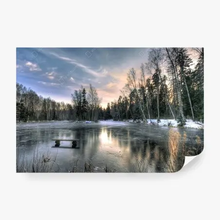 Papier peint lac gelé au coucher du soleil – Wallnifity®