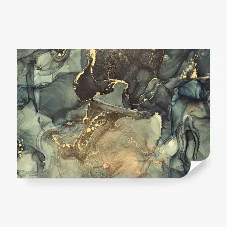 Papier peint rêverie dorée en encre marbrée – Wallnifity®