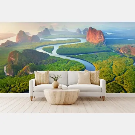 Papier peint aube dorée à Phang Nga – Wallnifity®