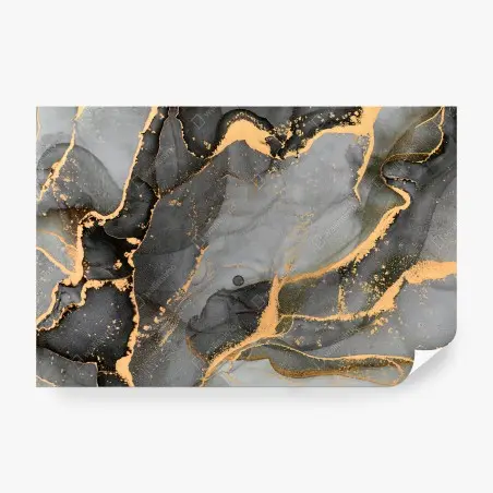 Papier peint danse d'encre dorée sur marbre gris – Wallnifity®