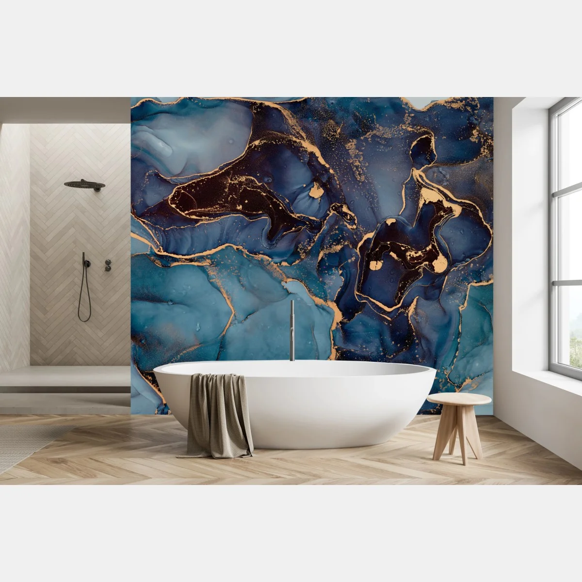 Papier peint harmonie d'azur et d'or – Wallnifity® Papier peint harmonie d'azur et d'or – Wallnifity®