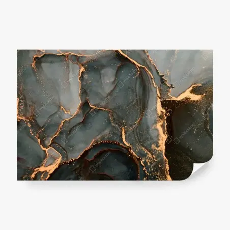 Papier peint vagues dorées sur fond émeraude – Wallnifity®