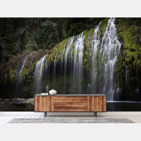 Papier peint cascade moussu en forêt – Wallnifity®