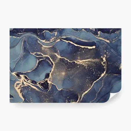 Papier peint vagues célestes bleu et or – Wallnifity®