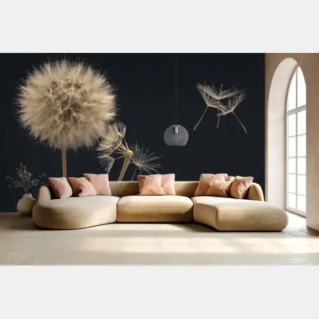 Papier peint souffle de pissenlit sur fond sombre – Wallnifity®