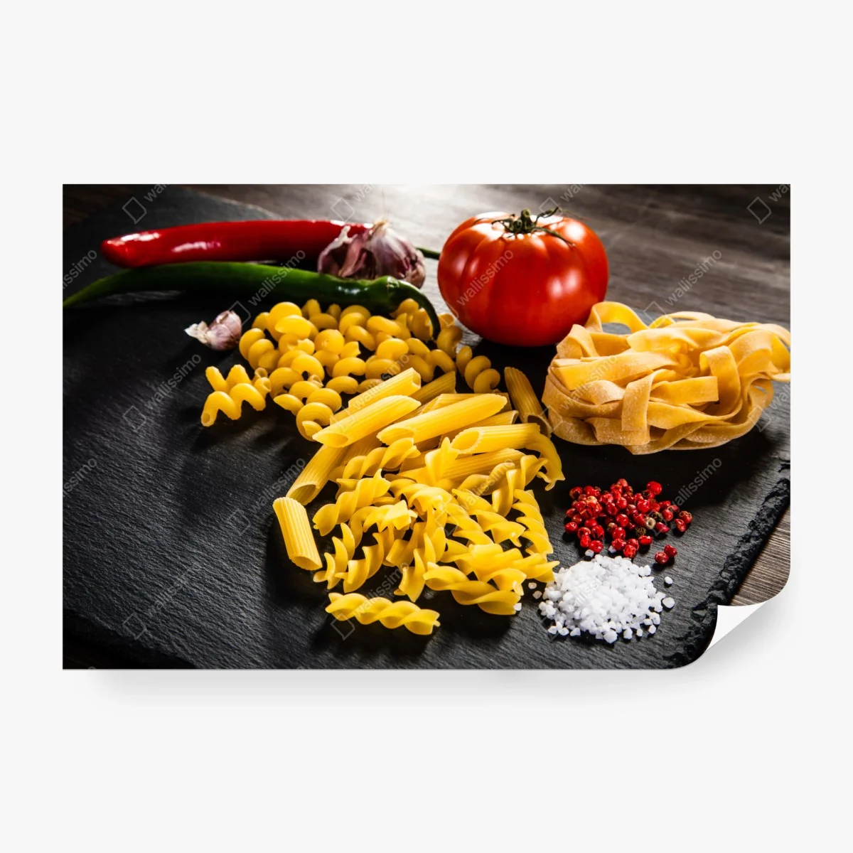 Papier peint composition de pâtes variées et ingrédients méditerranéens – Wallnifity® Papier peint composition de pâtes variées et ingrédients méditerranéens – Wallnifity®