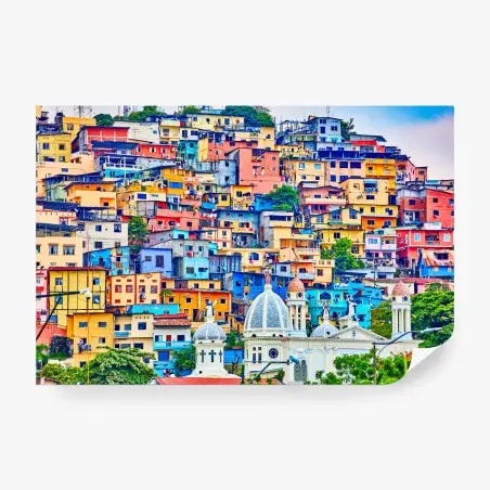 Papier peint maisons colorées de Las Peñas sur la colline Santa Ana, Guayaquil – Wallnifity®