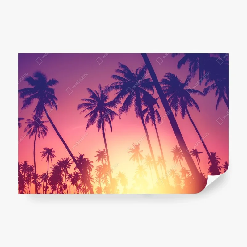 Papier peint palmiers au coucher de soleil rétro – Wallnifity® Papier peint palmiers au coucher de soleil rétro – Wallnifity®